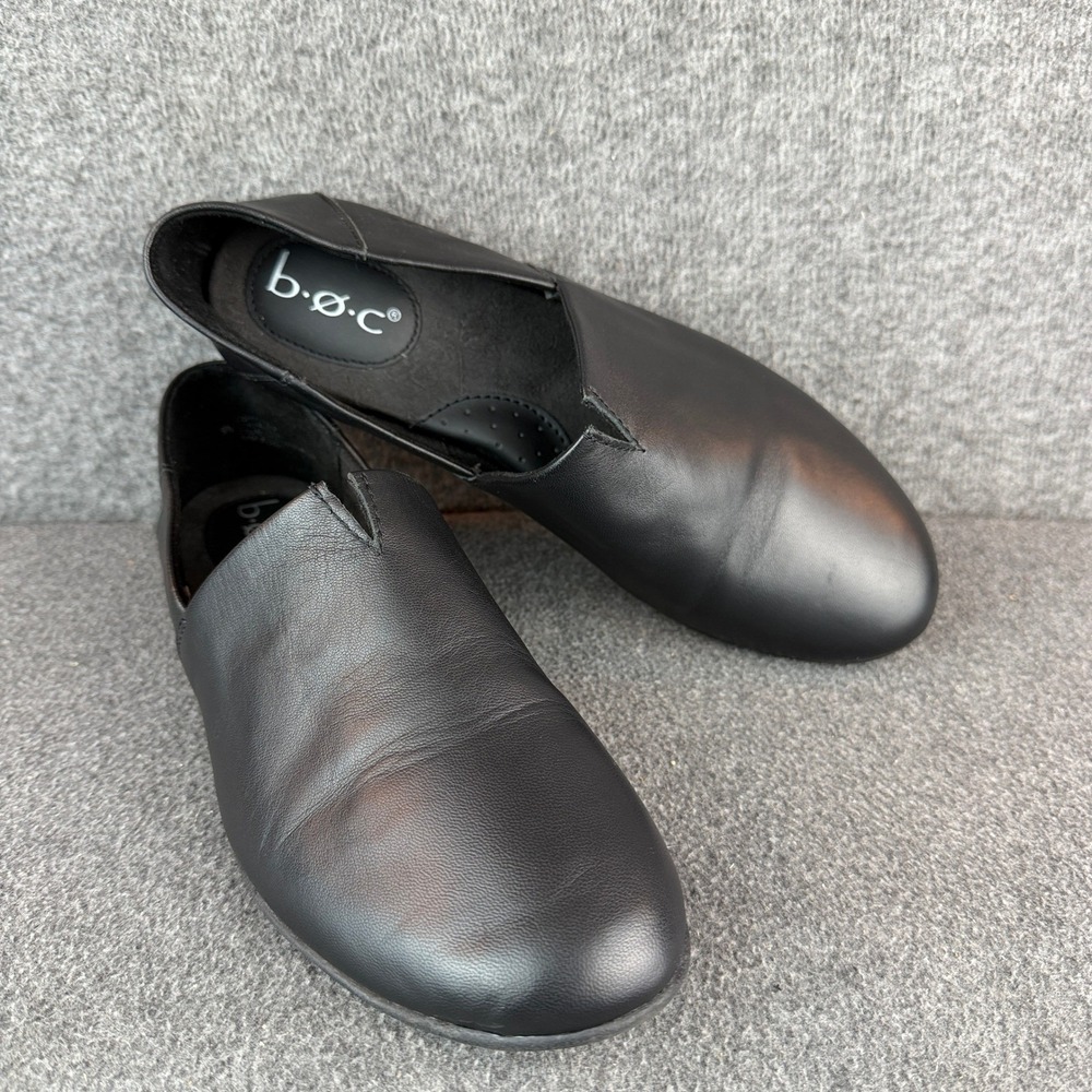 b.o.c. Loafers Women 9M Black Leather Flat Slip On Shoes